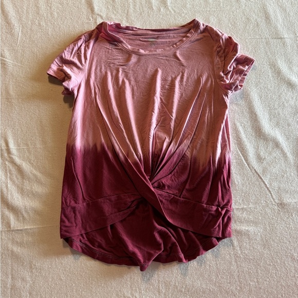 Old Navy Girls Size Large Pink and Burgundy Twist Front Top - Picture 1 of 6